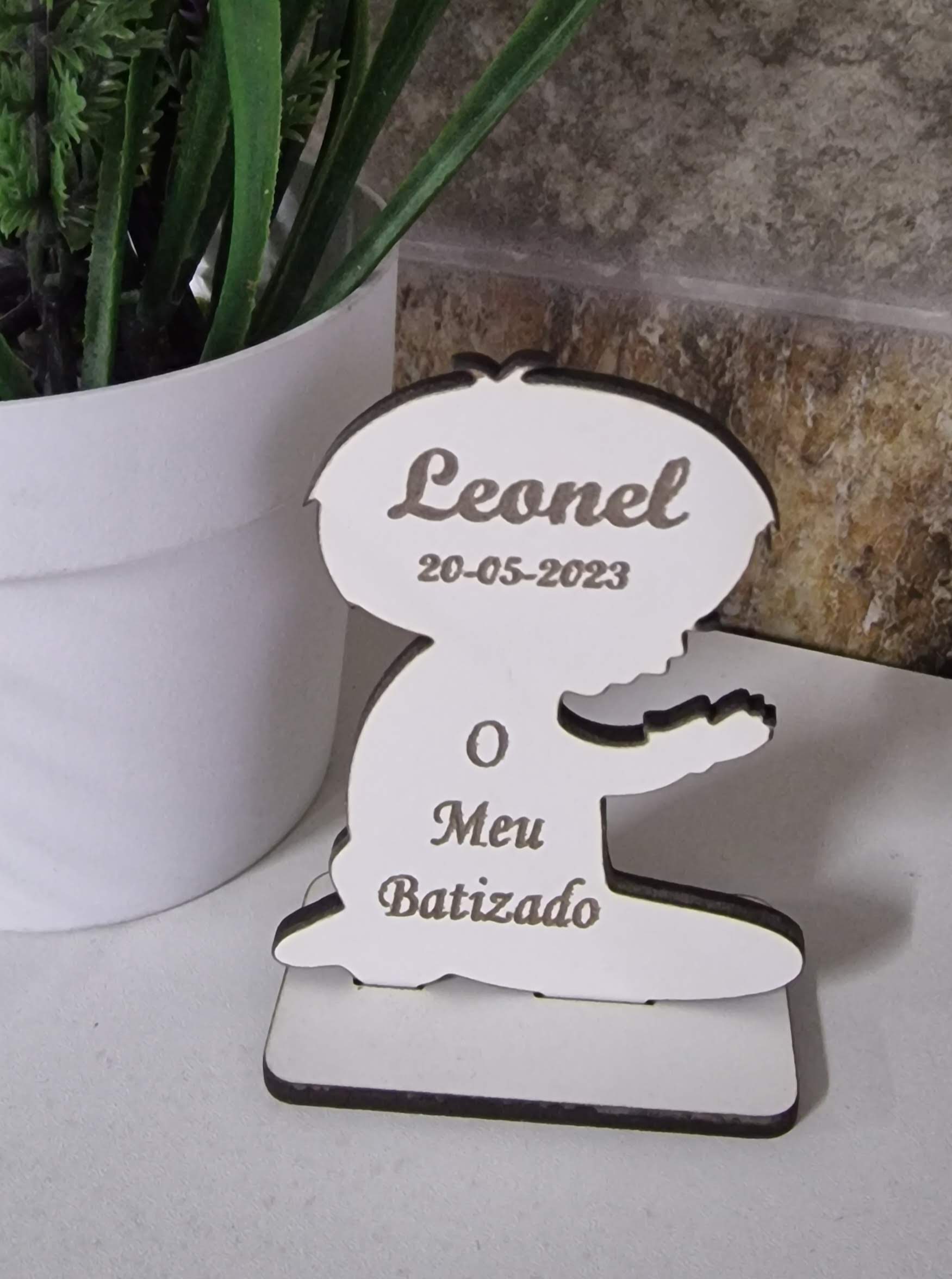 Lembrança de batizado com nome e data