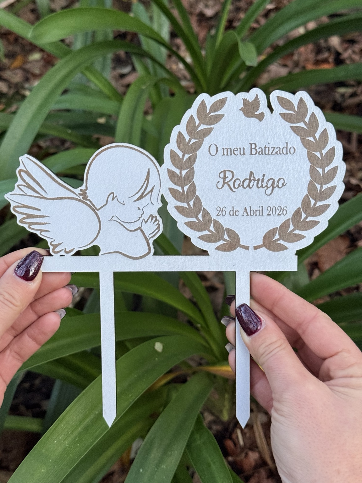 Topper de bolo personalizado para batizado