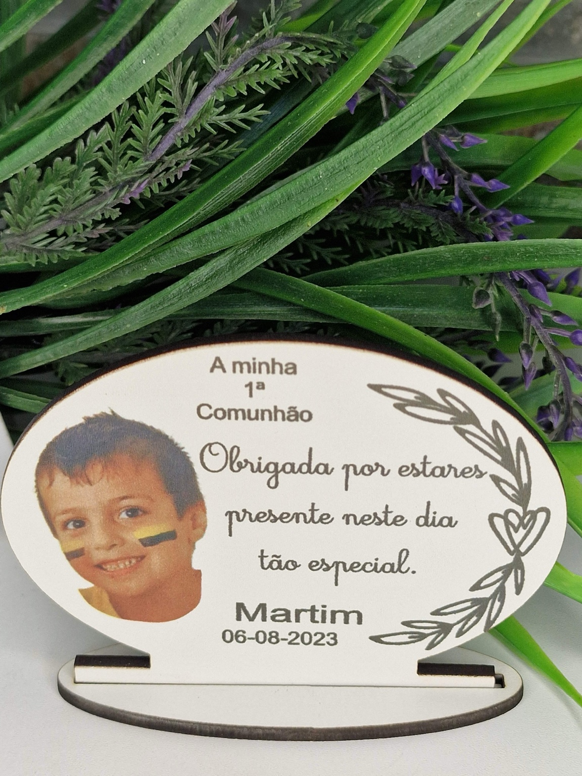 Lembrança de Primeira Comunhão personalizada com fotografia