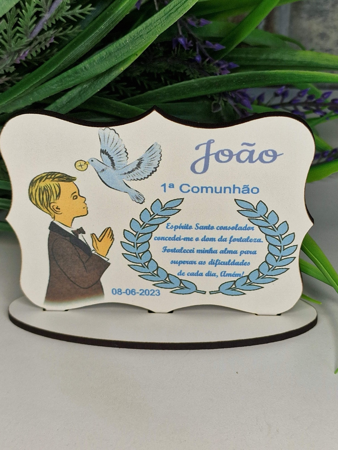 Lembrança de Primeira Comunhão personalizada para menino