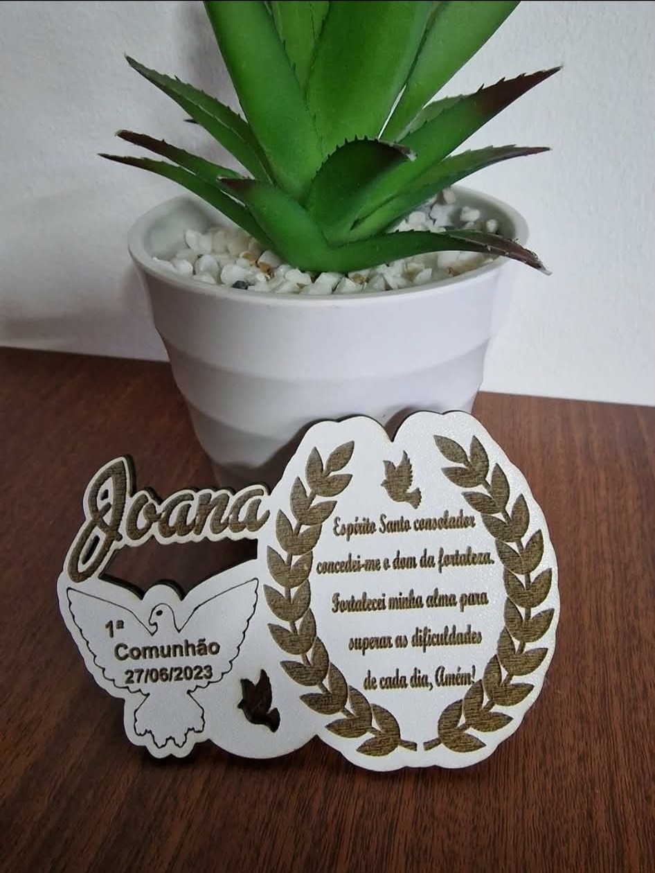 Placa personalizada de Primeira Comunhão com nome e oração