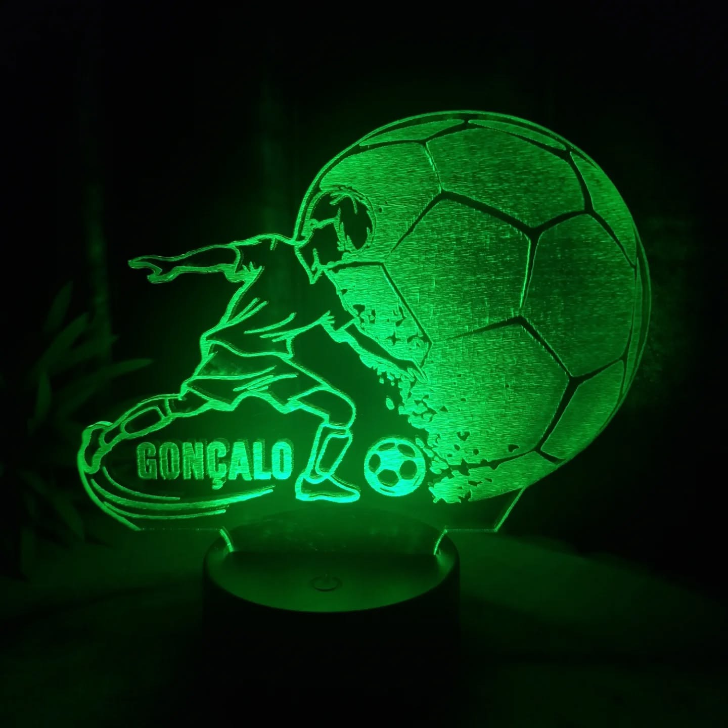 Luz de presença personalizada com tema de futebol